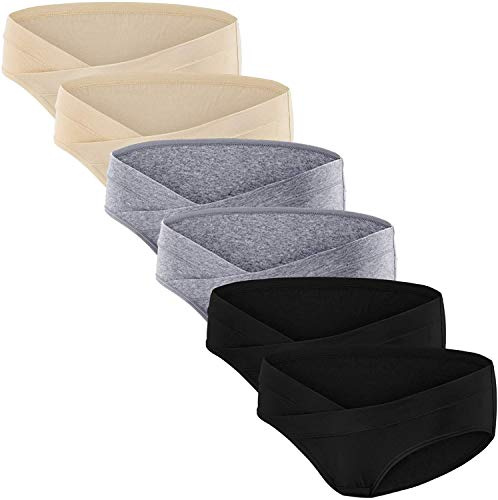 HBselect 6er Set Umstandsunterhosen Damen, Umstandsmode, weiche Unterhosen | Unterwäsche Frauen, Unterhosen Damen Baumwolle, dehnbare Umstandsslips, atmungsaktive Umstandsmode, Wochenbett Unterwäsche