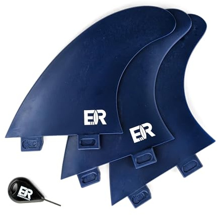 Eisbach Riders FCS Thruster Finnen Set für Surfboard & SUP – 3er Surfboard Fins mit Fin Key (Größe Medium) – Hochwertige Ersatz-Finnen Made in Germany