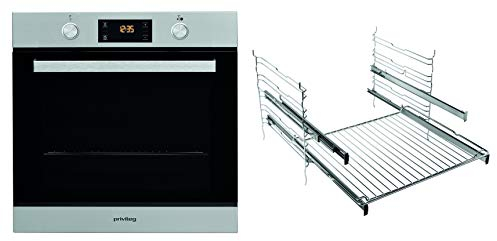 Privileg PBWR6 OH5V2 IN Einbau-Backofen /A+/71 L/Hydrolyse-Reinigungsfunktion/Backauszug mit 2 Ebenen/Multifunktions-Umluftbackofen mit 7 Funktionen /Edelstahl/Turn&Go/Click&Clean,Schwarz,Edelstahl
