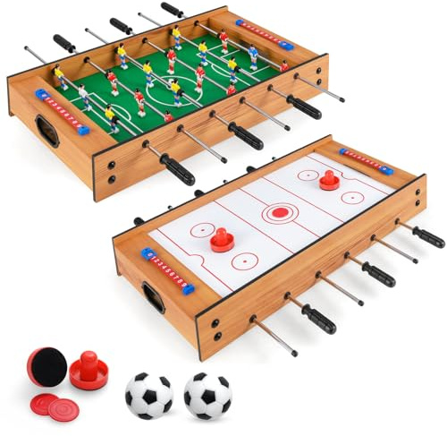 COSTWAY 2 in 1 Spieltisch, Multifunktionsspieltisch aus Holz, Multi-Spieltisch, Air Hockeytisch und Tischkicker, perfekt für Spielzimmer, Bars, Partys, für Erwachsene und Kinder