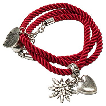 Alpenflüstern Trachten-Wickelarmband Edelweiß - Damen-Trachtenschmuck, Trachtenarmband, Kordel-Armband in traditionellen Farben DAB026