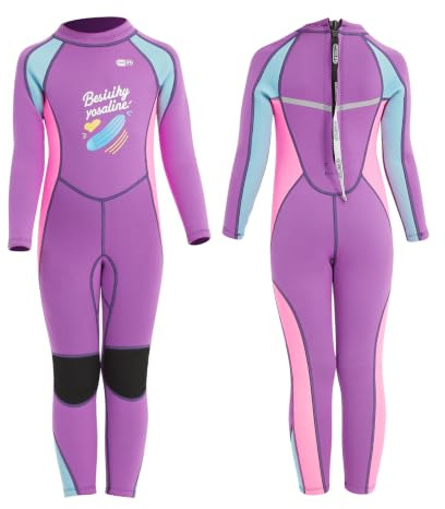 Neoprenanzug Kinder, 2MM Neoprenanzug Kinder Kurz/Lang, Thermischer UV-Schutz Badeanzug, Rückenreißverschluss zum Schwimmanzug kinders, Neopren Wetsuit für Mädchen Jungen 4-12 Jahre