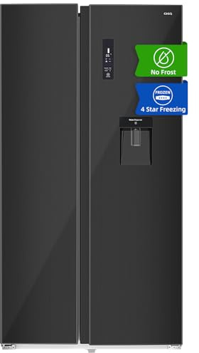 CHIQ Side By Side Kühlschrank, 559L | 177 cm Hoch, 91,2 cm Breit | Total No Frost, Kühlschrank mit Wasserspender | -32 °C Schnellgefrieren, ECO-mode, LED-Touch-Bedienfeld, Multi Air Flow, Leise 39 db