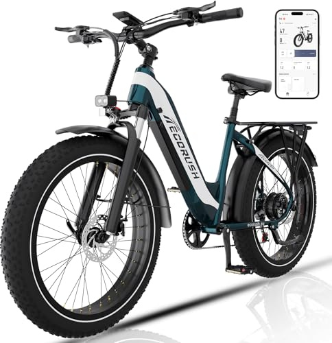 ECORUSH E Bike, Elektrofahrrad 48V 20Ah, 25 km/h Pedelec, 80–150 km Reichweite, E-Mountainbike mit LCD-Display, APP & NFC, Elektrisches Fahrrad für Damen und Herren
