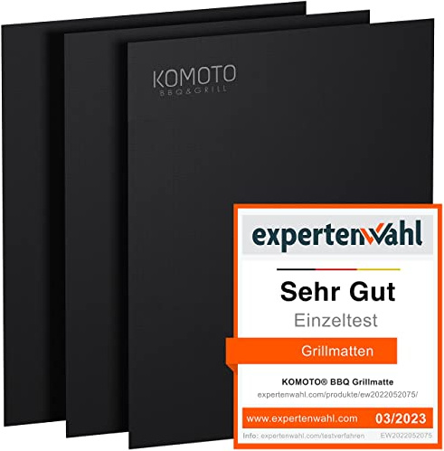 KOMOTO® BBQ Grillmatte (3er Set) 50x40 cm I Extra Dick I Grillmatten für Gasgrill und Holzkohle I Perfekte Alternative zur Grillplatte