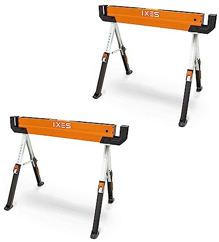 IXES Arbeitsbock IX-UTS600 Untergestell | Set bestehend aus 2 Untergestellen | Traglast max. 600 kg | Betthöhe 618-820 mm | aus hochwertigem Stahl