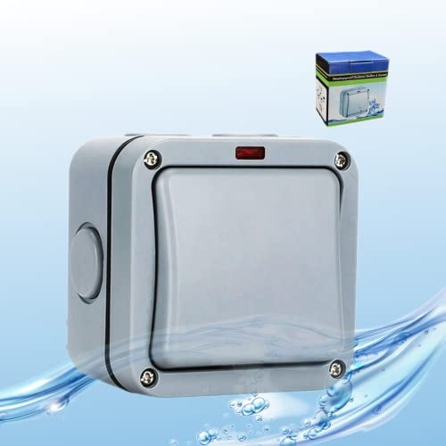 Universalschalter AIFIZO Wasserdichter Schalter für Outdoor Garten Balkon IP66 Wasserdicht IP66 Schalter Nennleistung 20A
