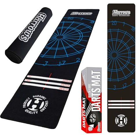 Harrows Dartmatte mit Darts Oche | Bodenmattenschutz | Rutschfeste Matte | Professionelle Dartmatte mit Gummiunterseite