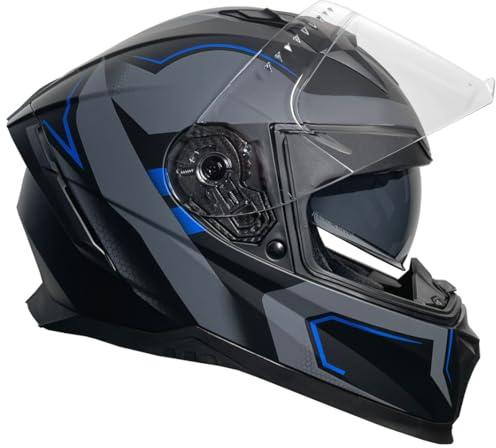 Rallox Helmets Integralhelm 510-3 schwarz/blau RALLOX Motorrad Roller Sturz Helm (XS, S, M, L, XL) Größe L