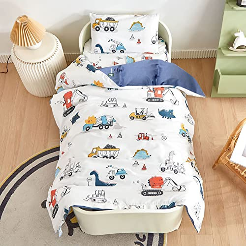 Kinderbettwäsche 100x135 Jungen Mädchen 100% Baumwolle Reißverschluss Dinosaurier bunt Babybettwäsche Kinder Bettwäsche Set