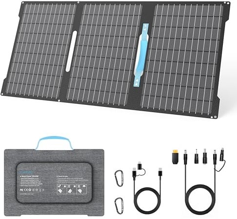 45W Tragbares Solarpanel Ladegerät mit USB-C PD 3.0 & USB-A QC 3.0, IP67 Wasserdicht für Powerbank, Smartphone, iPhone, Android, Kamera, Camping und Outdoor