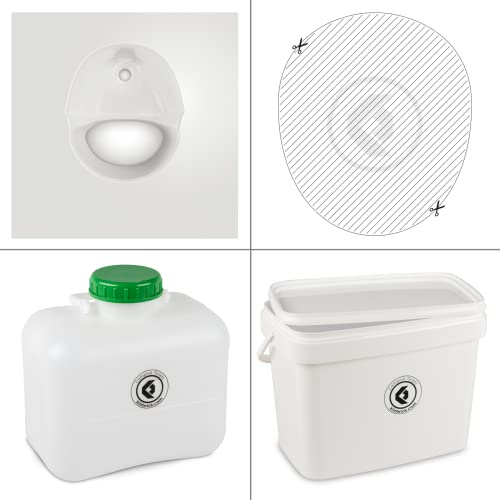 Kildwick FreeLoo L DIY Trenntoiletten-Set, Trenneinsatz Klassik XL weiß | Trenneinsatz: 48x48x15 cm (BTH); Behälter: 9,5l flüssig, 16l fest; für individuellen Selbstbau; wasserlos &chemiefrei