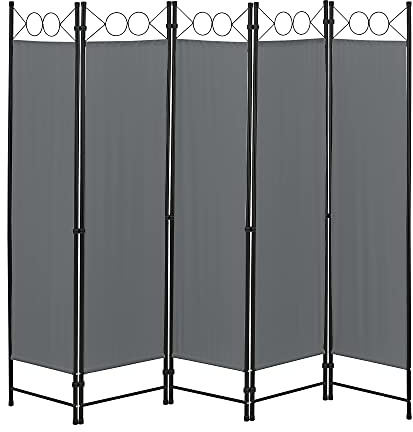 Raumteiler Saragossa 5-teilig 200x171 cm Paravent Trennwand 5-TLG. Sichtschutz Stellwand Spanische Wand Dunkelgrau
