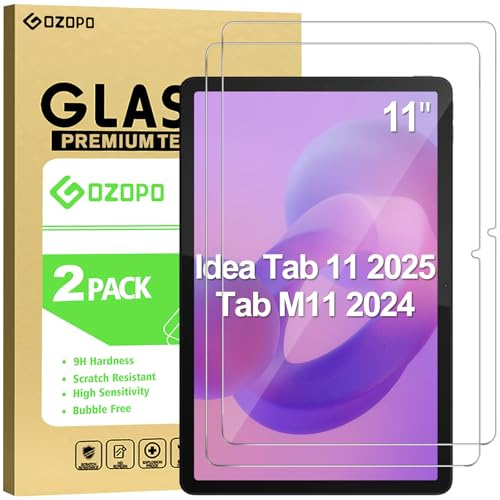 GOZOPO Schutzfolie für Lenovo Tab M11 2024 / Idea Tab 2025 11 Zoll, Panzer Schutz Glas Folie 9H Härte, hohe Auflösung, Kratzfestigkeit, keine Blasen [2 Stück]