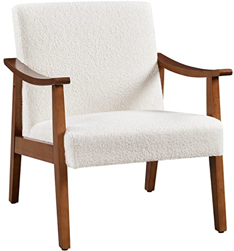 Yaheetech Relaxsessel Retro Loungesessel Polsterstuhl Fernsehsessel Lesesessel Einzelsofa bis 136 kg Belastbar für Wohnzimmer/Empfangsraum/Heimkino/Schlafzimmer Elfenbein