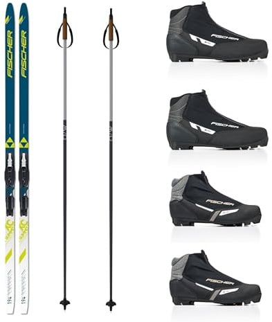 Fischer Langlaufski-Set Summit klassisch + Bindung + Schuhe + Stöcke (199 cm Länge (für 82 bis 90 Kg))