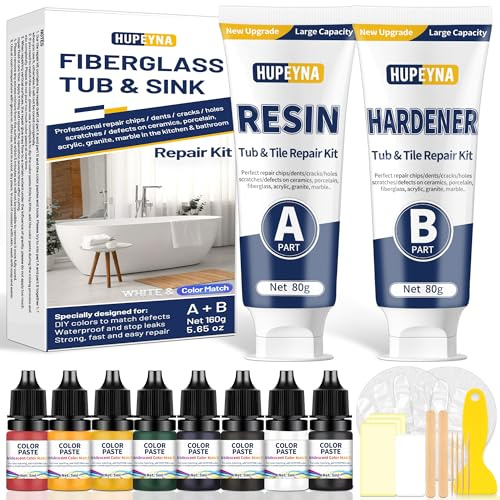 Badewannen Reparaturset, Fliesen Reparaturset für Keramik, Acryl, Küche, Bad, Emaille, Reparatur von Rissen, Kratzern, Rostlöchern auf Porzellan, Waschbecken, Duschwanne, Marmor, WC - Mehrere Farben
