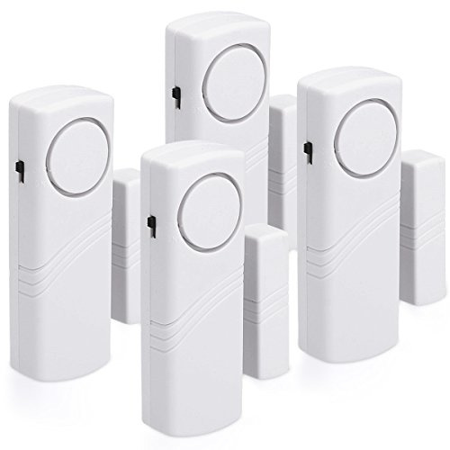 kwmobile 4er Set Fensteralarm Einbruchschutz Tür - 4X akustischer Fenster Alarm ohne Batterien - Fenstersicherung Einbruchschutz - 100dB Lautstärke Türalarm Einbruchschutz