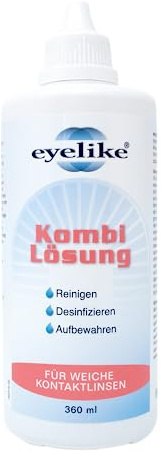 Eyelike Kombilösung – Ein-Schritt-Pflegesystem - ideal für weiche Kontaktlinsen zum reinigen, desinfizieren und zur Aufbewahrung –- 360 ml
