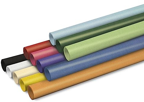 Clairefontaine 95799AMZC – 12 Rollen Geschenkpapier, Kraftpapier, farbig, 2 m x 0 m, 65 g