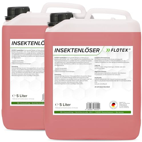 Flotex® Profi Insektenentferner Auto - 2x5L I Insektenlöser für Auto & Motorrad - Ideal für Glas, Kunststoff, Lack & Chrom I Lackschonender KFZ Insektenentferner- Für optimale Vorwäsche