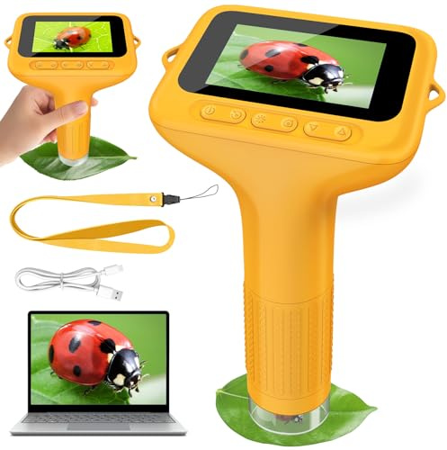 Mikroskop für Kinder, Digitales Mikroskop mit 3,0 IPS Bildschirm Lupe 1000x Microscope, HandyMikroskop LED Lights -Anschluss an PC, USB Taschenmikroskop, Geschenke für Jungen Mädchen 3-12 Jahr