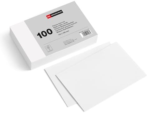 Miquelrius – Karteikarten, 100 glatte Notizkarten, Lernkarten, 200 g/m² Offset-Kartenpapier, Größe 100 x 150 mm