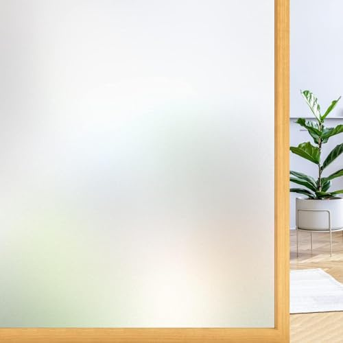rabbitgoo Fensterfolie Blickdicht Sichtschutzfolie Fenster Selbsthaftend, Milchglasfolie Statisch Haftend 44,5 x 200 cm ohne Klebstoff Folie Sichtschutz Anti UV für Zuhause Büro Matt