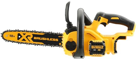 DEWALT 18 Volt Akku-Kettensäge (30 cm Schwert, bürstenloser Motor, werkzeuglose Kettenspannung, automatische Kettenschmierung, Kettenbremse, Lieferung ohne Akku und Ladegerät), DCM565N-XJ