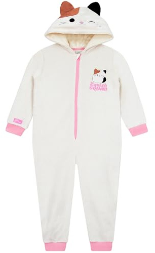 Squishmallows Katze Schlafoverall Mädchen | Jumpsuit Kinder | Schlafanzüge Für Mädchen | Onesie Kinder | Weiß 158