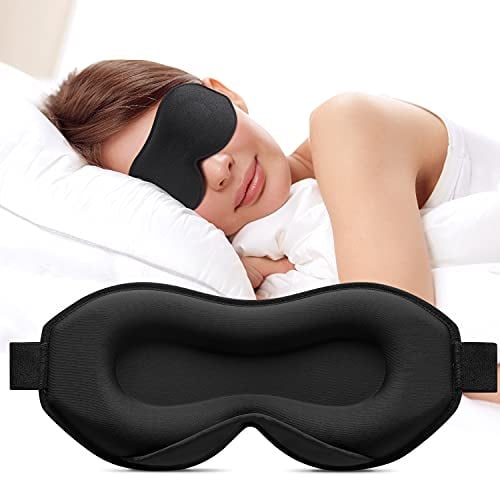 Umisleep Schlafmaske für Seitenschläfer, 100% lichtblockierend | 3D Schlafbrille für Frauen Herren mit weicher & bequemer Passform und verstellbarem Band, ideal für Reise & Flugzeug, Schwarz