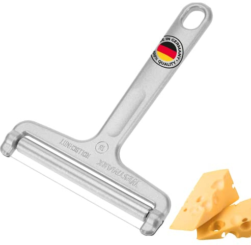 Westmark Käseschneider mit Rolle und Schneiddraht, Variable Schnittstärke, Rostfreier Edelstahl/Aluminium, Rollschnitt, Silber, 71002270