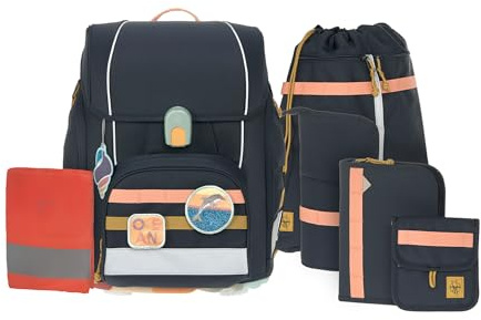 LÄSSIG School Set Boxy Unique - Schulranzen 7tlg. Dark Blue Ocean Edition