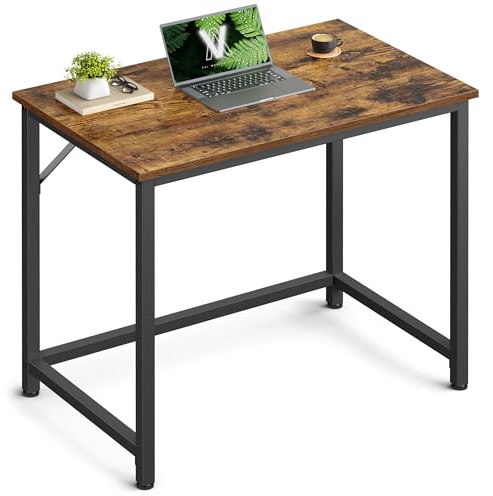 VASAGLE Tisch, Computertisch, Bürotisch, 80 x 50 x 76 cm, für Arbeitszimmer, Schlafzimmer, Wohnzimmer, vintagebraun-tintenschwarz LWD038B01V1