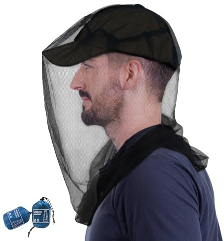 Premium Mosquito net Head for Insects, Moskitonetz Kopf 2 Pack | Ultra großes Insektenschutznetz mit extrafeinen Maschen für Camping, Wandern, Angeln, Gartenarbeit | Passt auf alle Hüte Head net