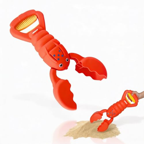 alldoro 60177 Sandgreifer Hummer rot, Robustes Sandspielzeug für Kinder, Sandkasten-Krabbe, leicht & einhändig bedienbar, 34 cm