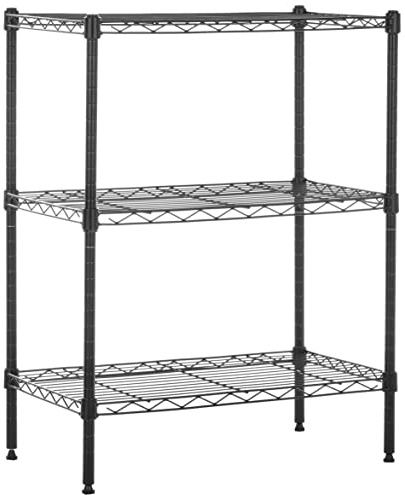 Amazon Basics Schmaler Aufbewahrungsschrank mit 3 Regalböden, höhenverstellbaren Einlegeböden und Nivellierfüßen, maximales Gewicht 340 kg, Schwarz, 34 cm T x 58.9 cm B x 76.2 cm H