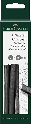 FABER-CASTELL 129498 - Zeichenkohle Pitt natürlich, 4 Stück, 9-15 mm