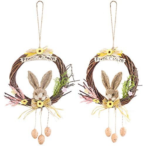 PEARL Türkränze Ostern: 2er-Set Weidenkränze zum Aufhängen, mit Schriftzug Frohe Ostern (Osterdeko Weidenkranz, Osterdeko zum Hängen, Osterhasen)