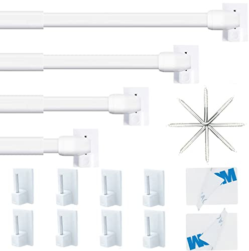 4 Stücks Bistrogardinenstangen, Scheibengardinenstange, Gardinenstangen, für Store, Schrank, Fenster, Küche, DIY-Projekte (90CM-150CM, Weiß)