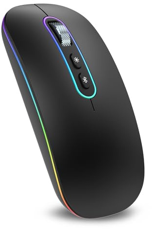 cimetech Bluetooth Maus kabellos (Bluetooth 5.1 + USB 2,4 GHz) LED Dual Mode- Wiederaufladbare Optische Office Funkmaus für Laptop MacBook Air Pro,iPad,Computer,Desktop, Mouse