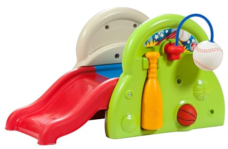 Step2 Sports-Tastic Activity Center Spielgerät mit Rutsche und vielen Spielmöglichkeiten | Kinderrutsche, Basketballkorb, Baseball & Schläger aus Kunststoff