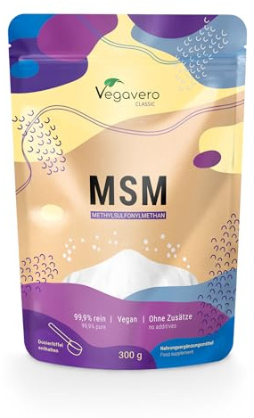 Vegavero MSM Pulver hochdosiert 300g – Nachfüllbeutel fein kristallines Methylsulfonylmethan Pulver - reiner organischer Schwefel - ohne Zusatzstoffe - Laborgeprüft & vegan