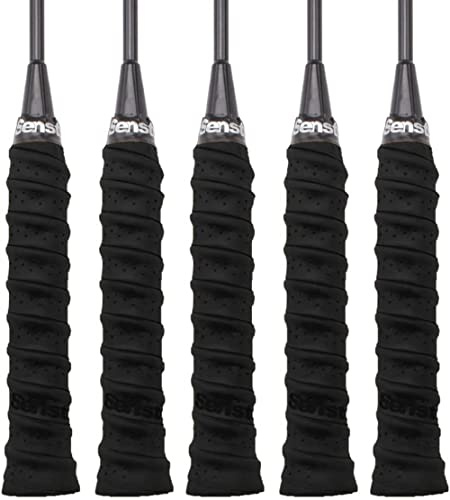 Senston Griffband Anti-Rutsch Overgrip mit Fishbone Badminton Grip für Tennis Griffbänder Squash Schläger, Schwarz