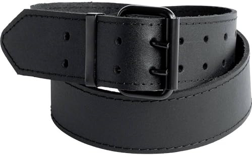 kwb Leder-Gürtel aus robustem Rinds-Leder mit Doppelsteg-Schnalle - Ideal für Werkzeug-Taschen, Jeans und mehr - Schwarz, 105 cm