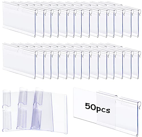 LBING Etikettenhalter Transparent 6 cm x 4.2 cm Preisschildhalter Kunststoff 50Stk Regal Etikettenhalter Aus PVC-Material für Draht-Regale Preisetiketten zur Waren-Beschilderung
