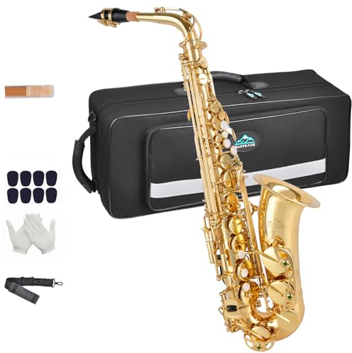 EASTROCK Alt Saxophon Anfänger Goldlack mit Hartschalenkoffer, Gold