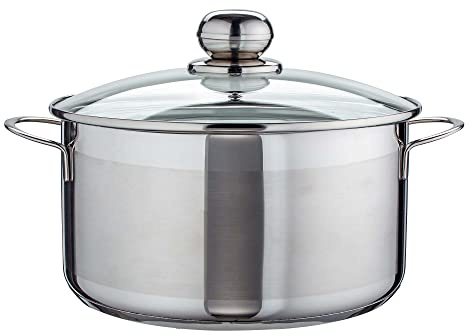 Level One Edelstahl-Kochtopf 24 cm, 6,1 L mit Glasdeckel für Induktion | Für Suppen, Braten und Schmorgerichte, rostfreier Stahl, backofengeeignet und passend für alle Herdarten daheim