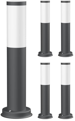 ledscom.de 5 Stück Wegelicht/Pollerleuchte PORU für außen, IP44, 39 cm, anthrazit, 1x E27 max. 40W