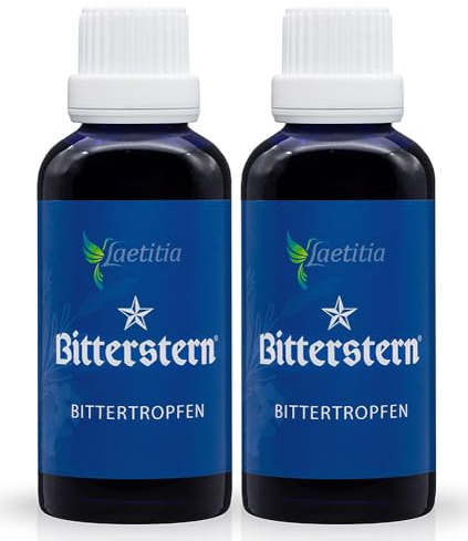 Bitterstern Bitterstoffe Tropfen mit praktischem Dosierverschluss I Liebe Bitter und gesund I Bittertropfen der Klassiker mit 17 Kr?utern I Hildegard von Bingen, Bitterkr?uter - mit Ratgeber (2er)